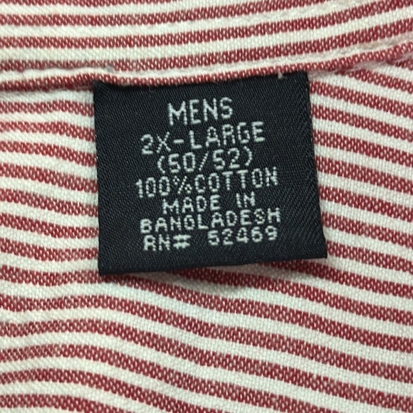Puritan Cotton Red/White Striped Button Sown Casual Shirt 2XL (50/52) - Picture 5 of 6